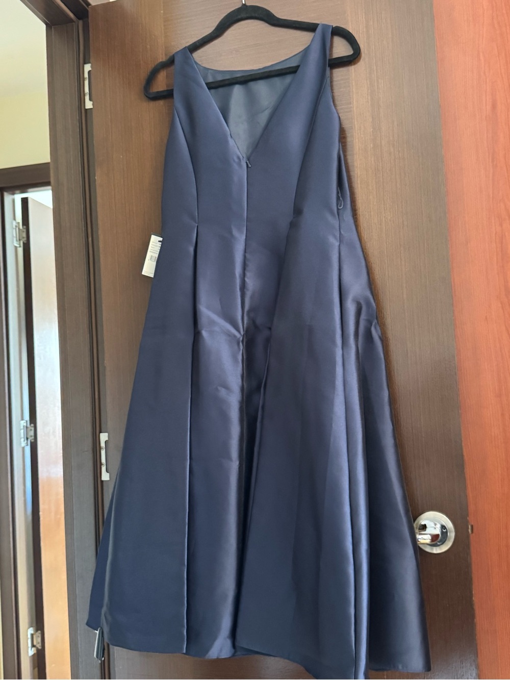 Adrianna Papell Navy Satin Midi Dress